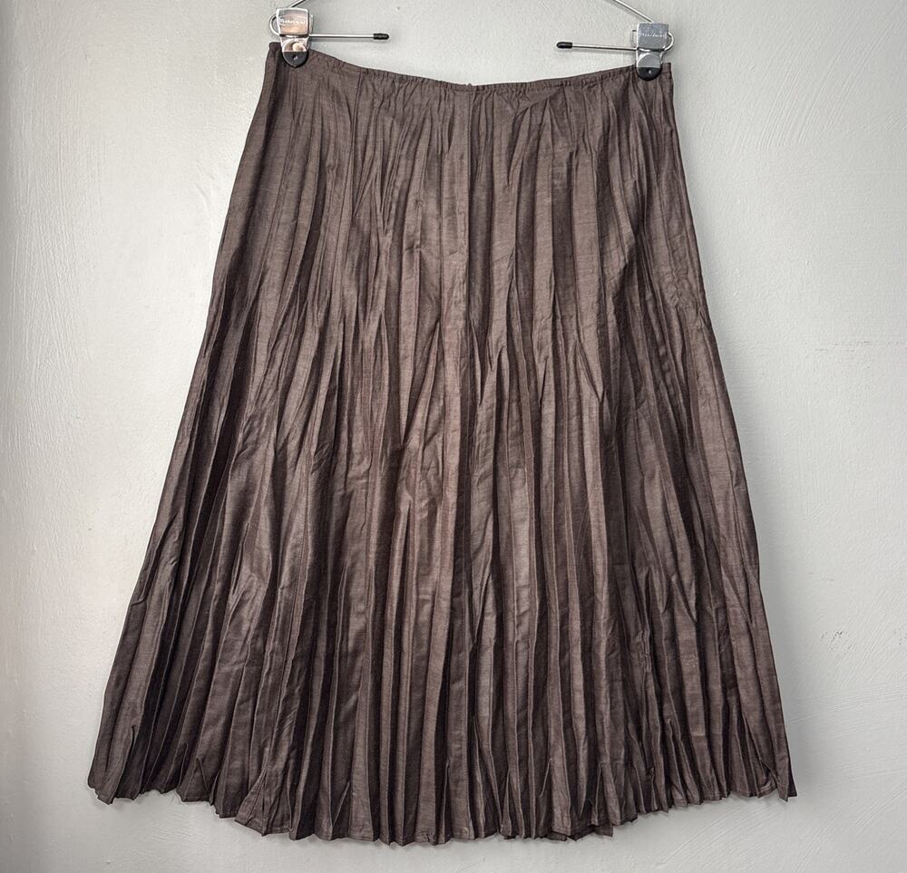 Tribal Skirt Size 6 Crinkle Pleated Midi Brown Broomstick Fairy Grunge Western
